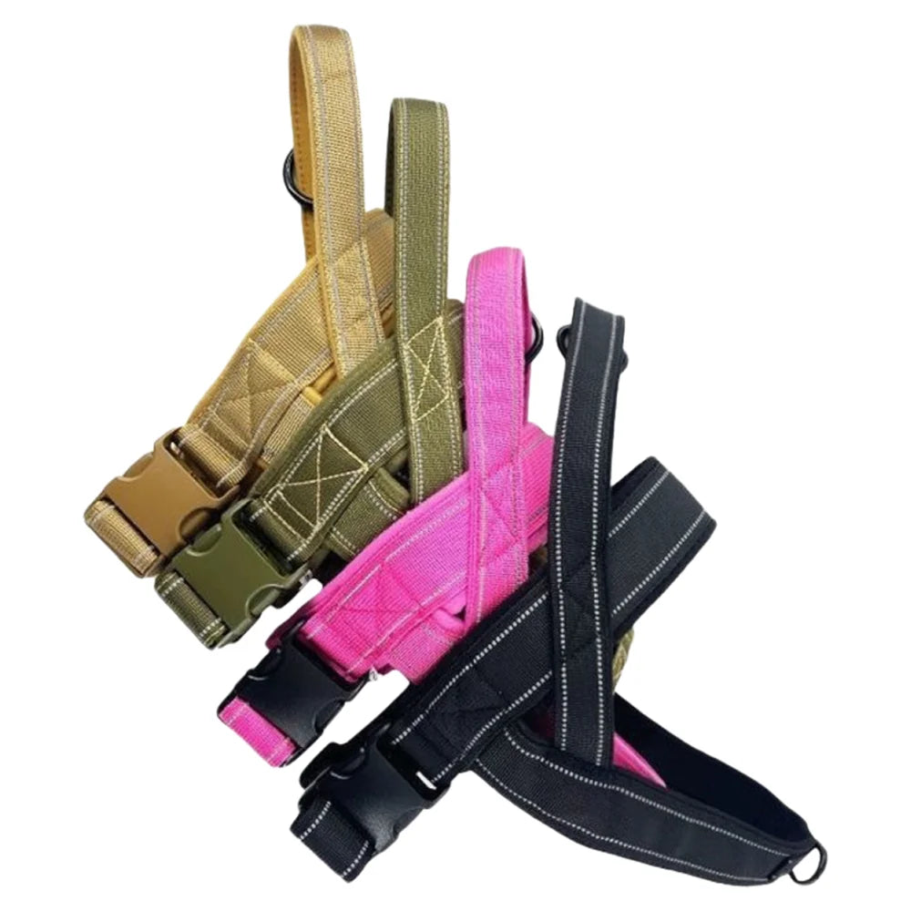 Tactical Anti-Pull Dog Harness - 1000D Nylon Adjustable for Large Dogs, Outdoor Training Vest with Handle & Reflective