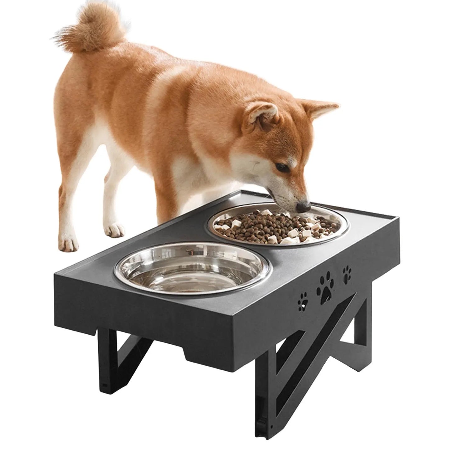 Stainless Steel Dog Bowls Stand Feeders Adjustable height Foldable Pet Feeder with Large Capacity for Small Medium Large Dogs