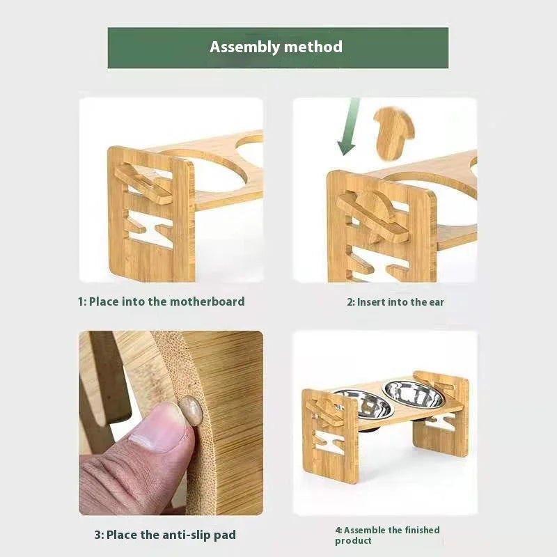 Pet supplies Stainless steel double bowl folding bowl stand Cat food bowl Dog food bowl