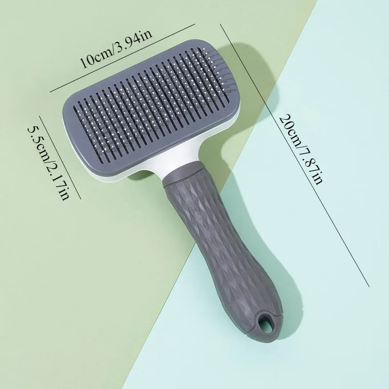 One-Button Pet Deshedding Brush- Tangle-Free Shedding Tool for Cats & Dogs, Removes Loose Hair, Easy Clean (Blue/Green)