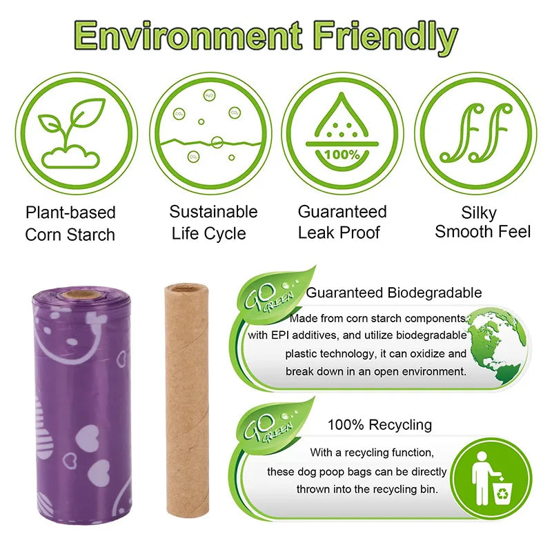 5/10 Rolls Biodegradable Dog Poop Bags Disposable Scented Degradable Outdoor Clean Waste Bags for Puppy Products Pet Supplies
