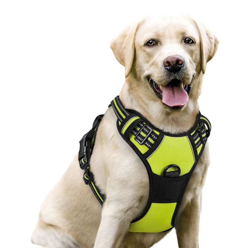 Dog Harness No Pull with 2 Leash Clips, Adjustable Soft Padded, Reflective Oxford No Choke Pet Vest with Easy Control Handle