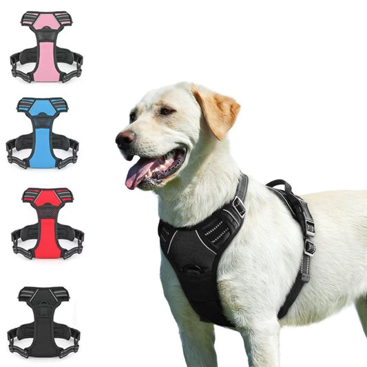 Dog Harness No Pull with 2 Leash Clips, Adjustable Soft Padded, Reflective Oxford No Choke Pet Vest with Easy Control Handle