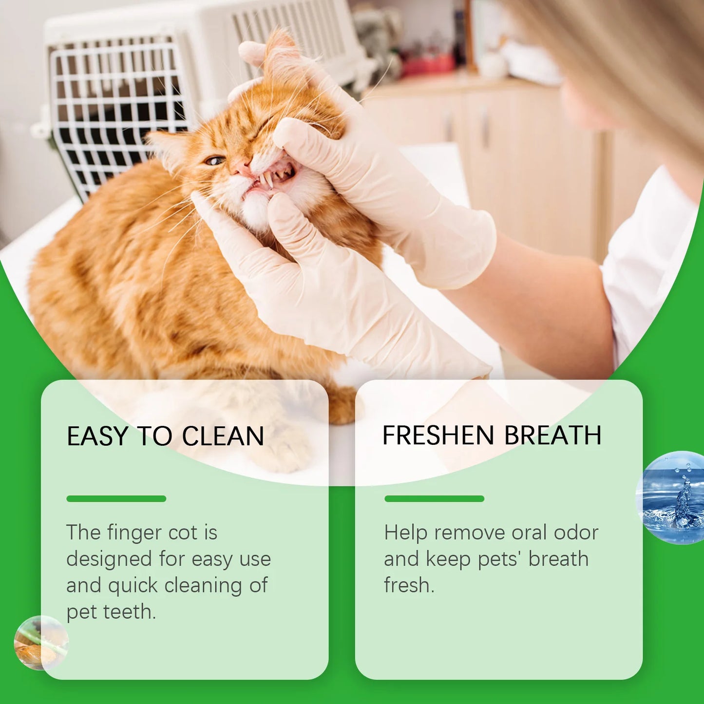 Yegbong Pet Cleaning Finger Cover Wipes Teeth Ear Cleaning Dogs Cats Oral Care Stains Remove Bad Breath Tartar Dental Care Wipes