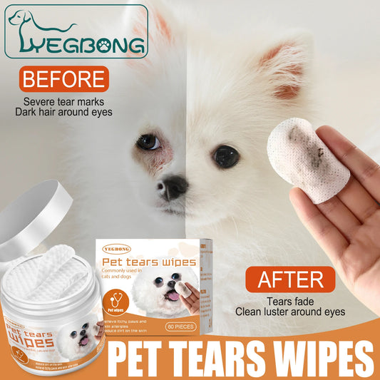 Yegbong Pet Cleaning Wet Wipes For Remove Cat and Dog Tearmark Eyes Cleaning Non-irritating Reduce Eyes Stain Pet Cotton Pads
