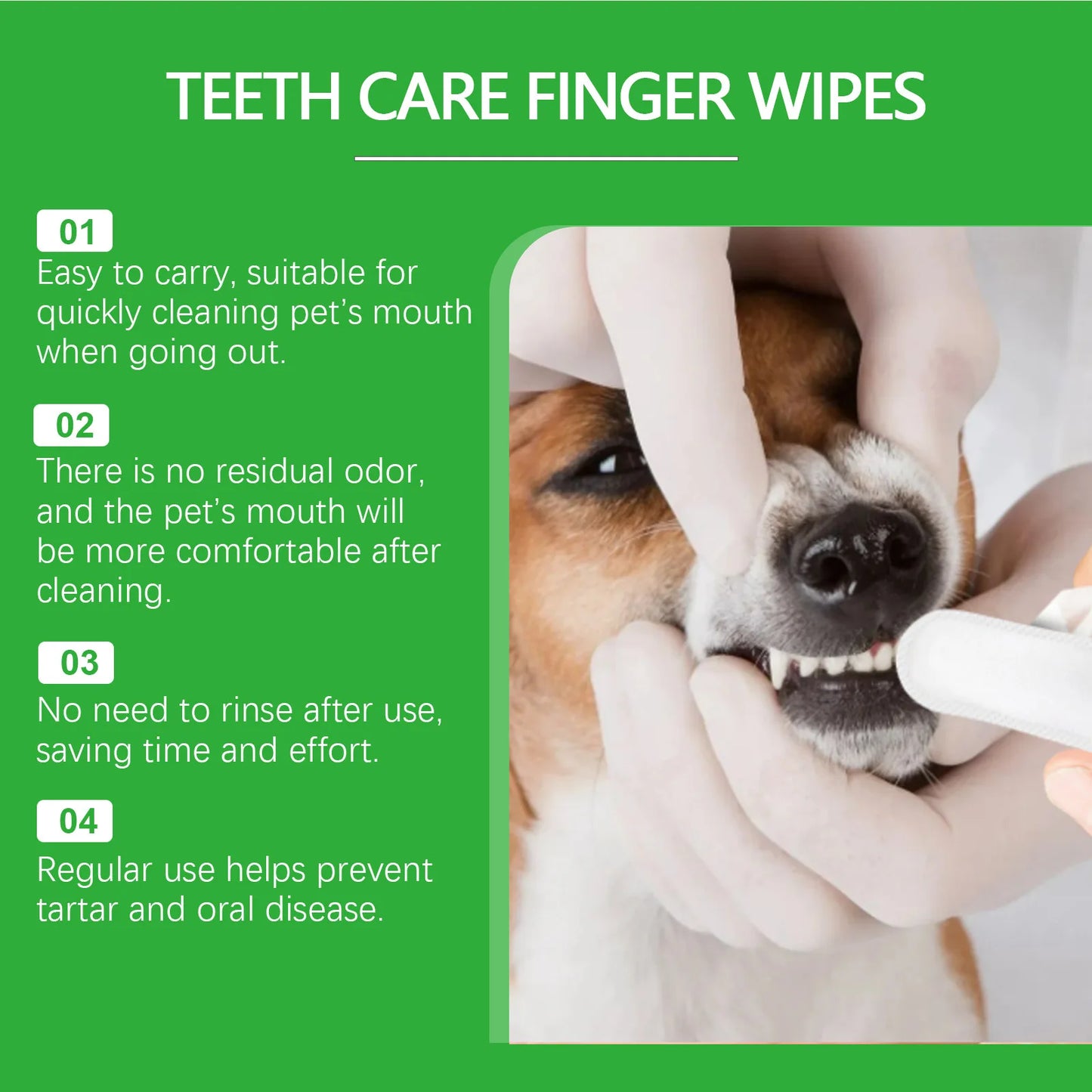 Yegbong Pet Cleaning Finger Cover Wipes Teeth Ear Cleaning Dogs Cats Oral Care Stains Remove Bad Breath Tartar Dental Care Wipes