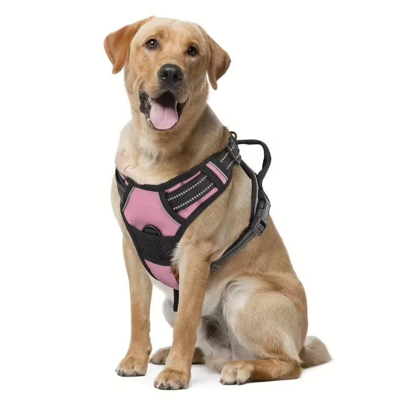 Dog Harness No Pull with 2 Leash Clips, Adjustable Soft Padded, Reflective Oxford No Choke Pet Vest with Easy Control Handle