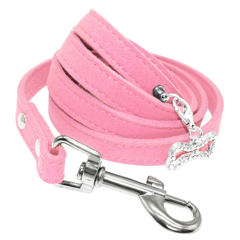Small Dog Leash Soft Suede Leather Dog Leashes For Chihuahua Yorkishire Pug Small Dogs Cats Walking Leash Pink