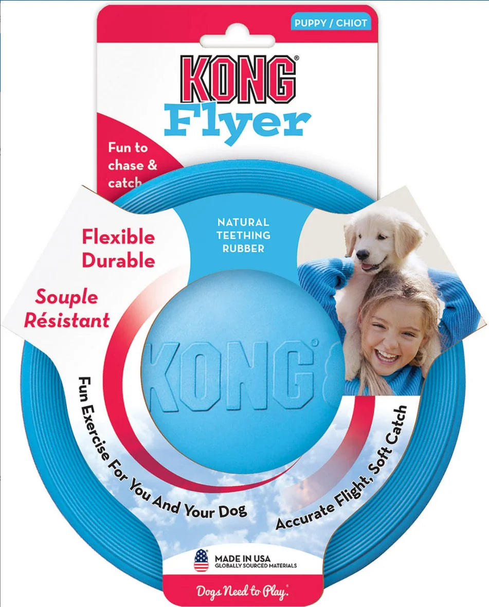 KONG Puppy Flyer Dog Toy, Blue/Pink