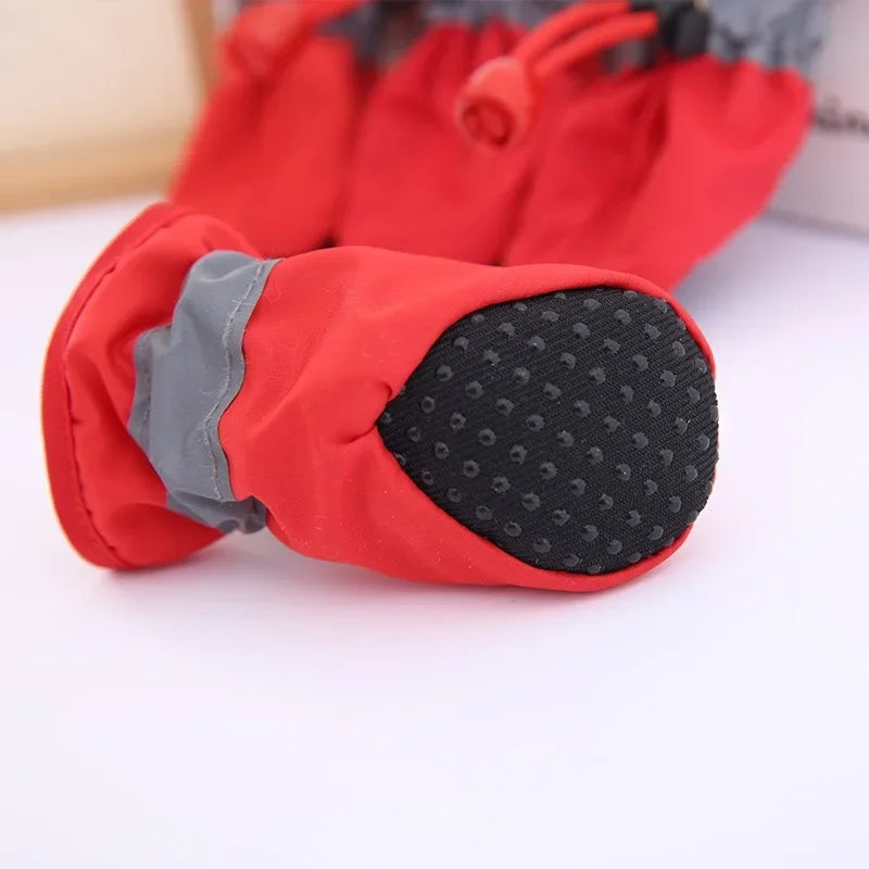 4pcs/set Waterproof Pet Dog Shoes Anti-slip Rain Boots Footwear  Small Cats Dogs Puppy Dog Pet Booties Pet Paw Accessories