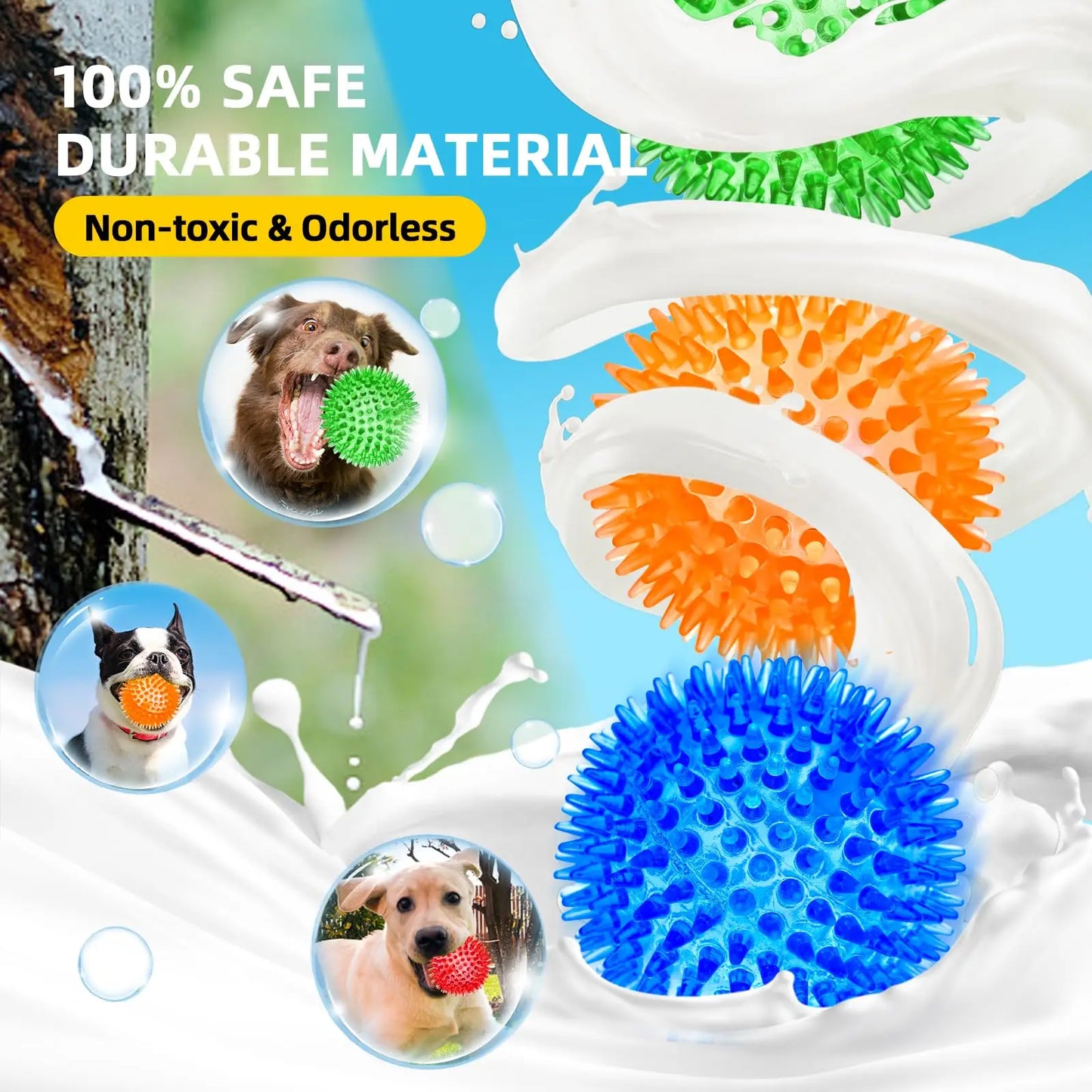 3/6Pcs Squeaky Dog Ball Toys,Dog Chew Balls for Boredom, Floatable Pool Dog Toys,Puppy Teeth Cleaning Toys for Small Medium Dogs