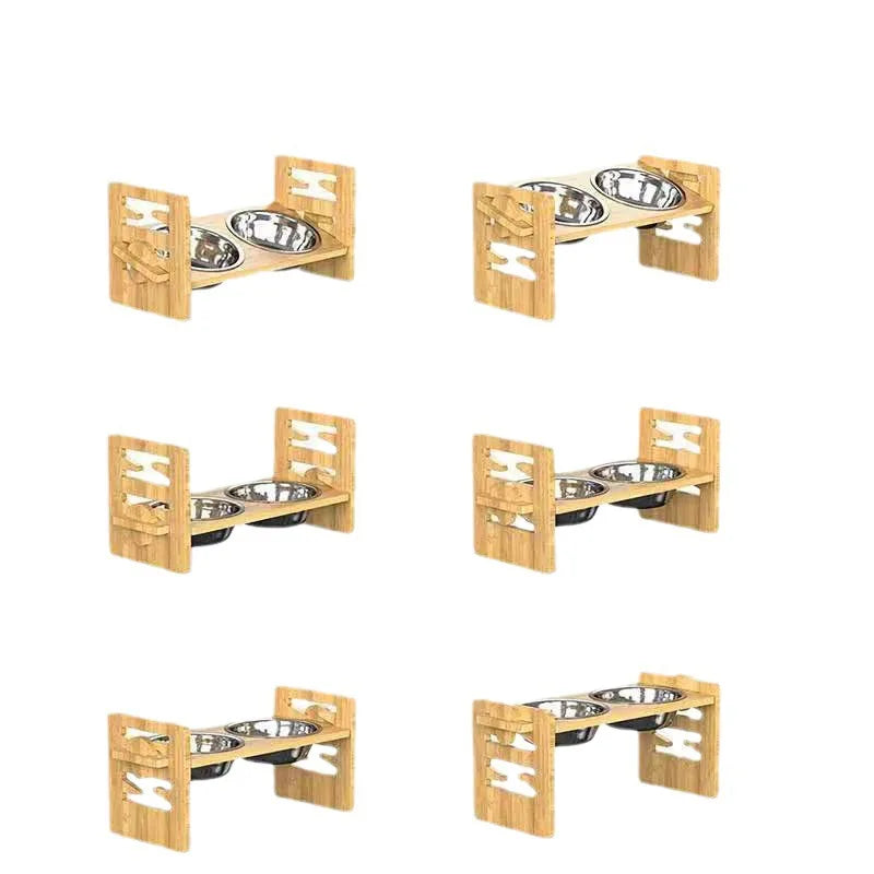 Pet supplies Stainless steel double bowl folding bowl stand Cat food bowl Dog food bowl