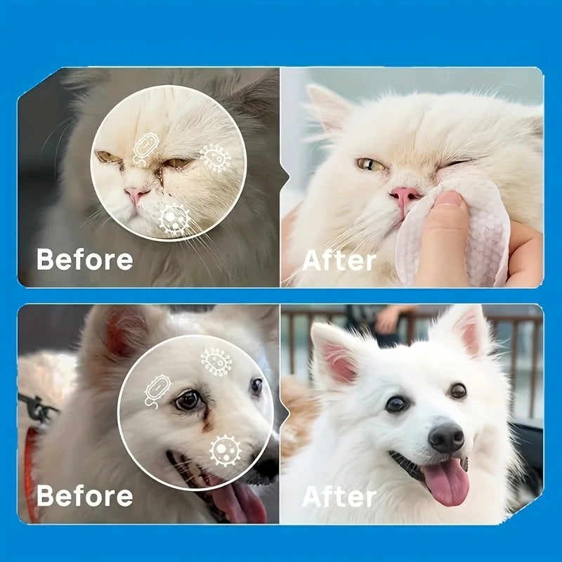 200pcs Pet Eye Wet Wipes, Eyes Wipes For Dogs & Cats - Gently Remove Tear Stain, Debris, Discharge