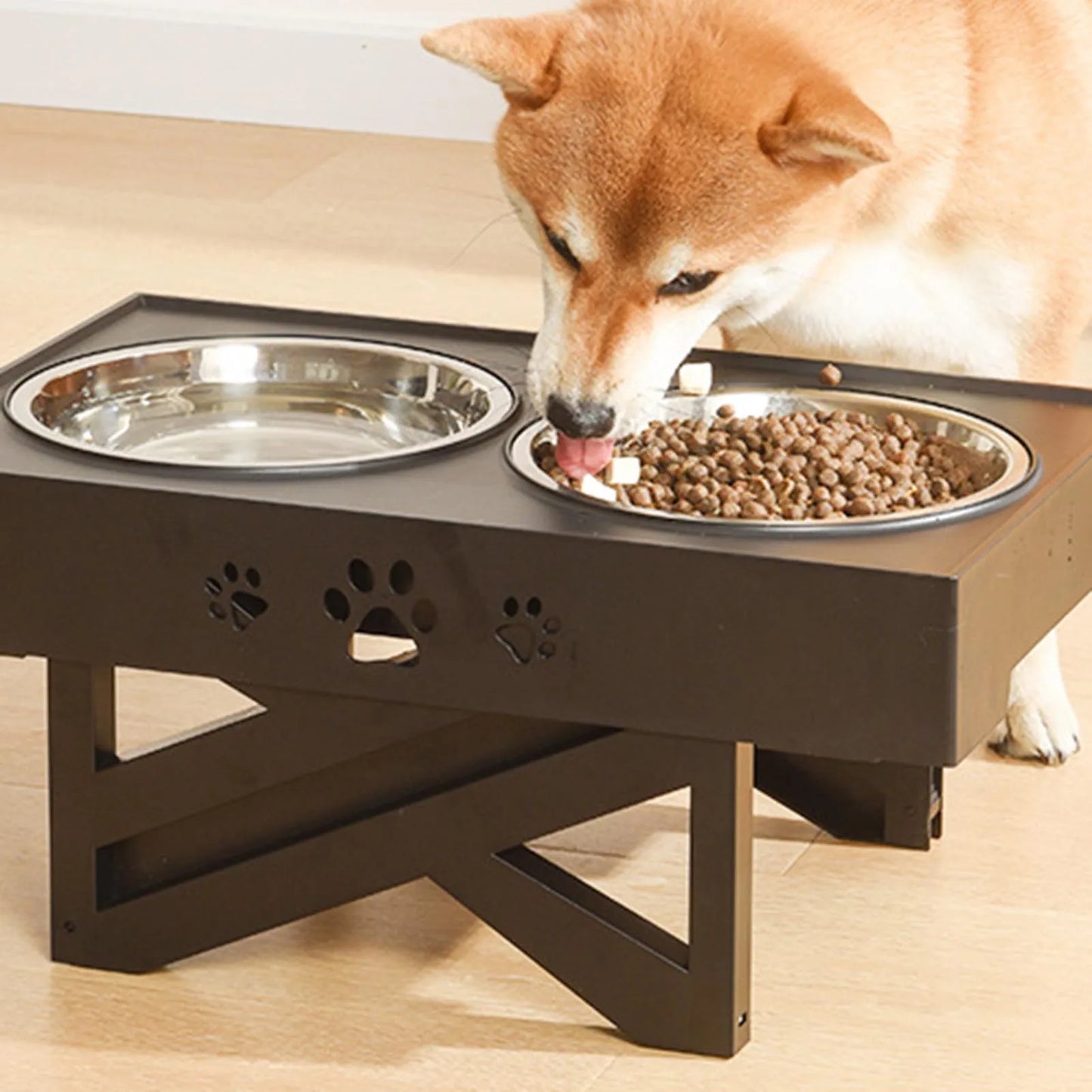 Stainless Steel Dog Bowls Stand Feeders Adjustable height Foldable Pet Feeder with Large Capacity for Small Medium Large Dogs