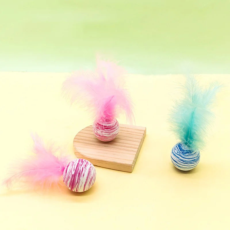 1/3Pcs Cat Toy Ball Feather EVA Material Light Foam Ball Throwing Toy Interactive Balls Crawling Training Pet Cat Supplies Gifts