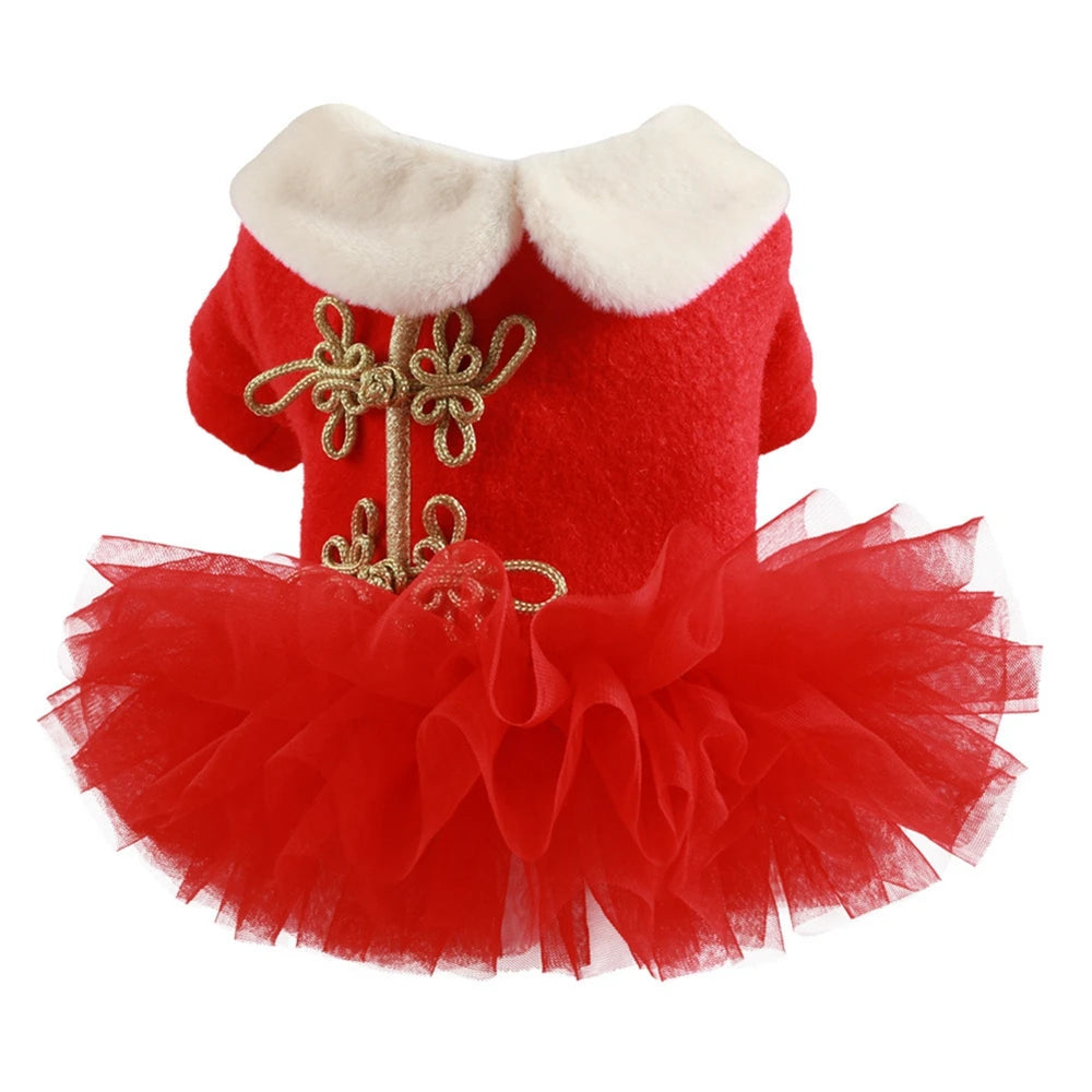 Christmas Dog Dresses For Small Dogs Girl Holiday Pet Clothes Xmas Cosplay Puppy Cat Dress Fancy Princess Dress Doggie Costume