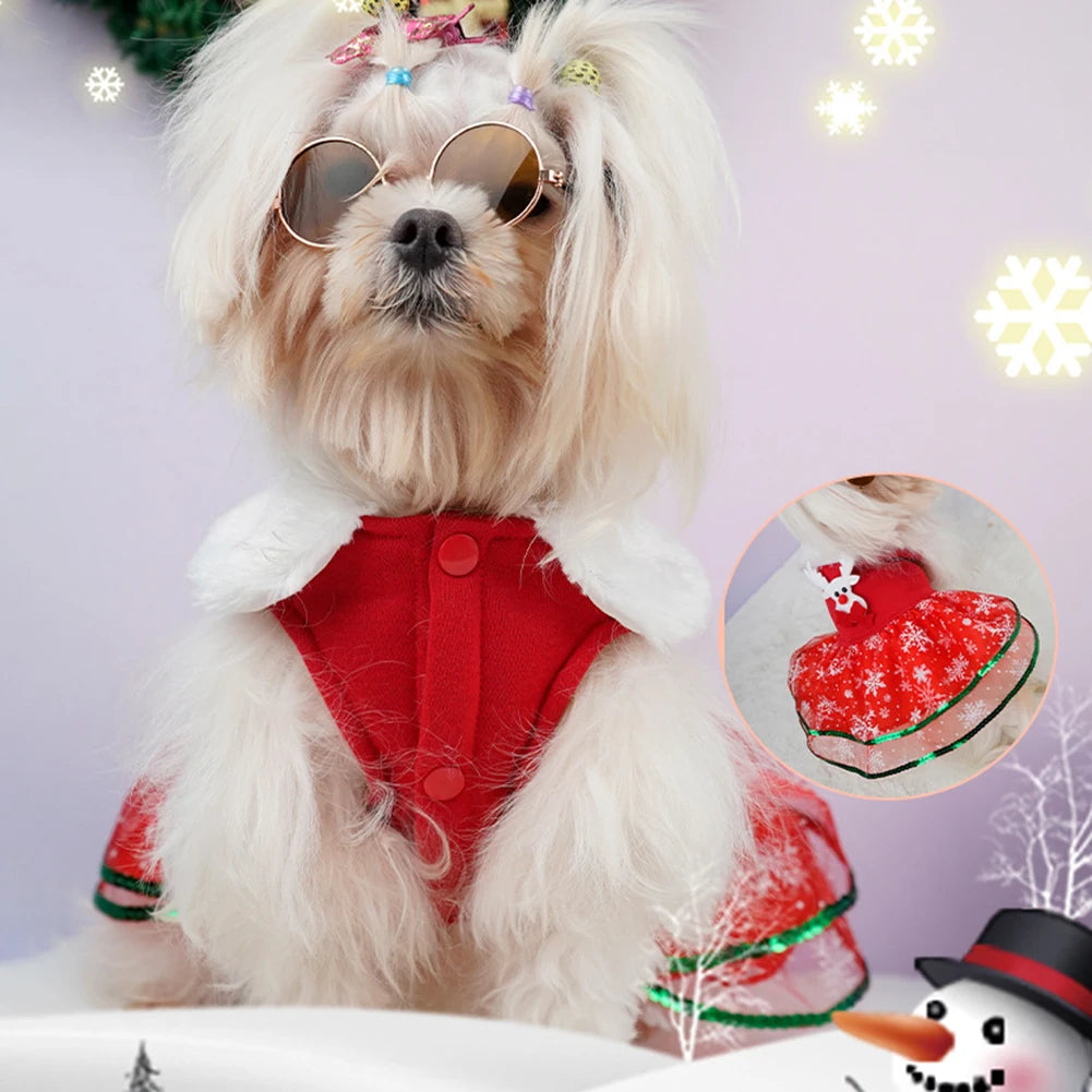 Pet Christmas Dress Christmas Bling Dog Dress Christmas Theme Dog Dress Outfit Christmas Dress Up Supplies