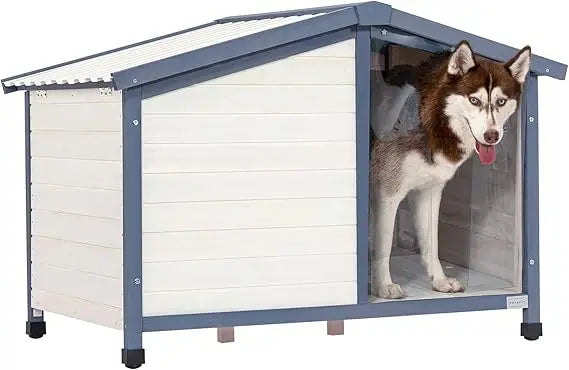 Petsfit Spacious PVC Roof Dog House - Suitable for Small to Large Dogs, Outdoor, Easy to Clean and Assemble, White