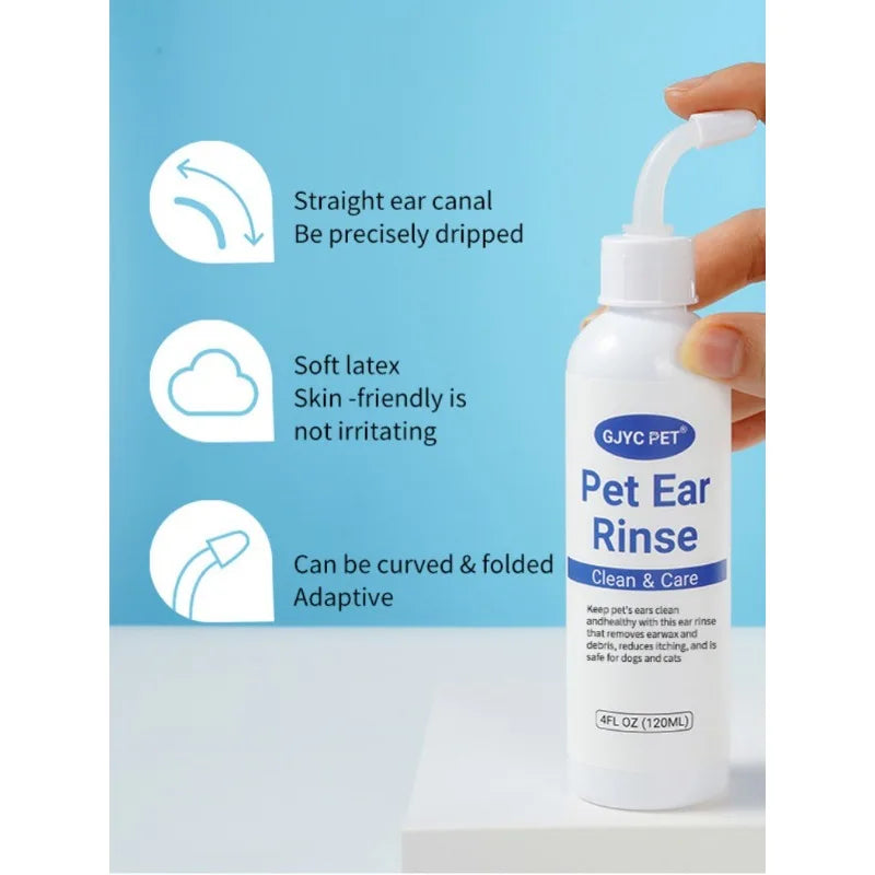 Ear Cleaner Drops for Cats Dogs Gentle Earwax Removal Mite Prevention with Hypoallergenic Formula 120ml Safe Ear Rinse Solution