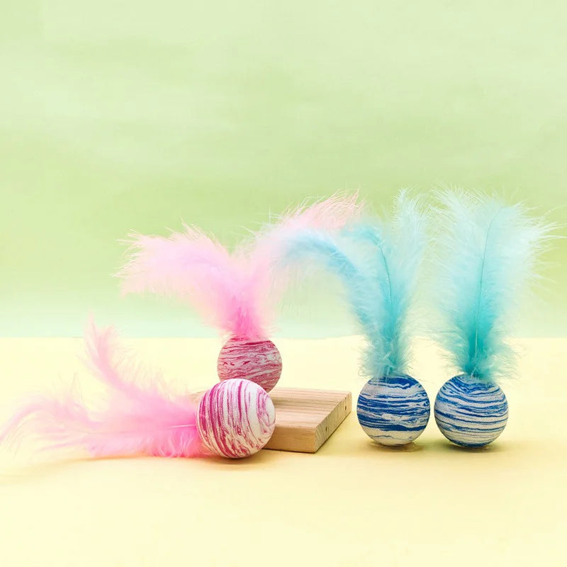 1/3Pcs Cat Toy Ball Feather EVA Material Light Foam Ball Throwing Toy Interactive Balls Crawling Training Pet Cat Supplies Gifts