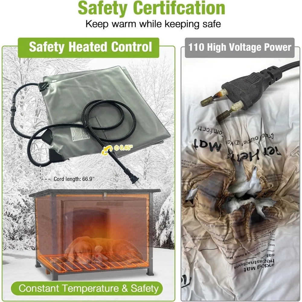 Insulated Outdoor Dog House with Heater, Metal Frame, and Chew-Resistant Cord, 6-Sided Thermal Large