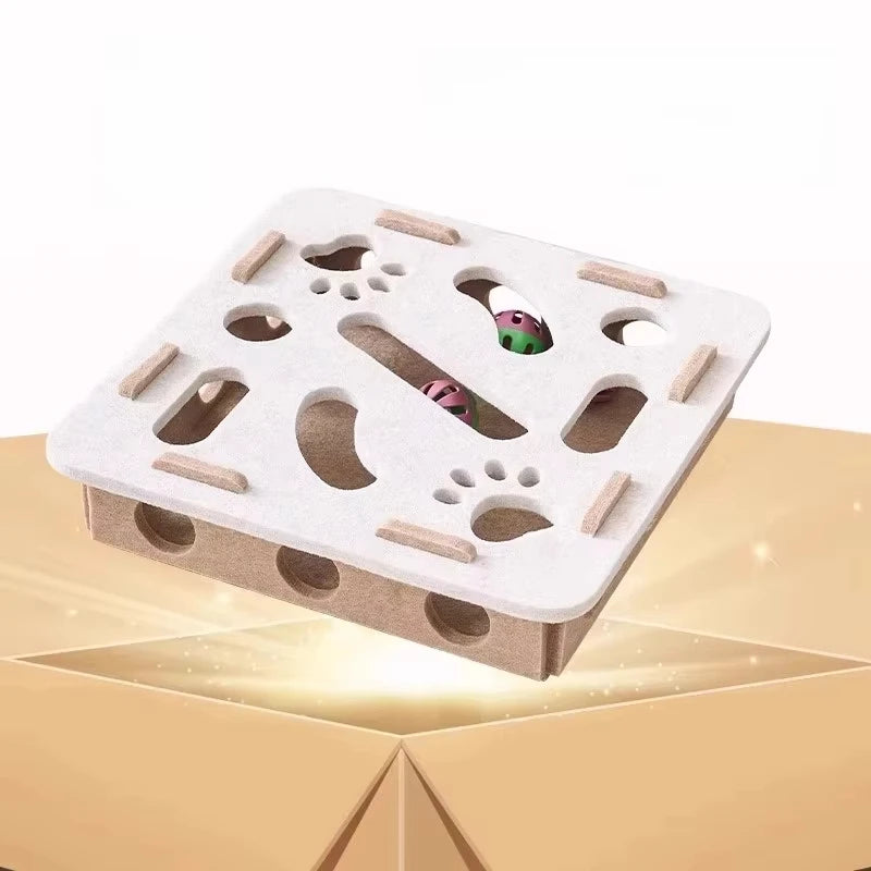 Cat Puzzle Toy Felt Puzzle Box Cat Exercise Toy With Ball Indoor Sports Entertainment Hunting Cat Toys For Indoor Cats