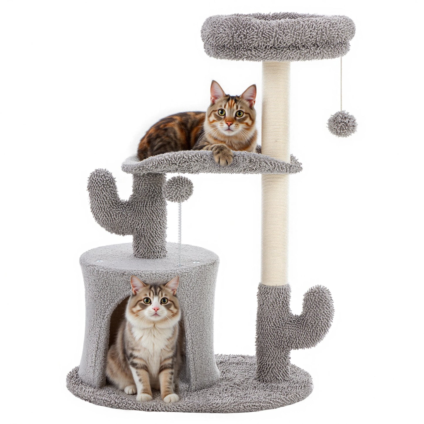 JHK 33IN Tall Multi-Level Cat Tree Tower for Indoor Pet Furniture Stable Kitty Play House with Sisal Scratching Post for Home