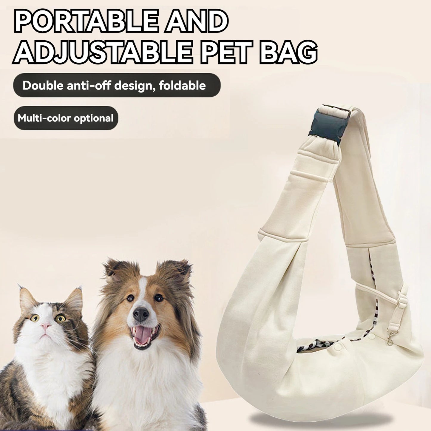 Small pet sling holder, hands-free reversible pet paper plastic bag, handbag, dog and cat sling holder, easy and portable