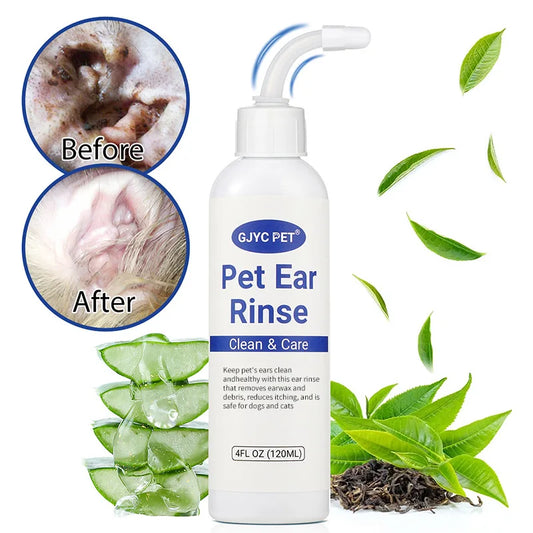 Ear Cleaner Drops for Cats Dogs Gentle Earwax Removal Mite Prevention with Hypoallergenic Formula 120ml Safe Ear Rinse Solution