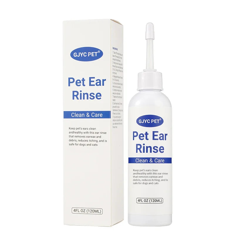 Ear Cleaner Drops for Cats Dogs Gentle Earwax Removal Mite Prevention with Hypoallergenic Formula 120ml Safe Ear Rinse Solution