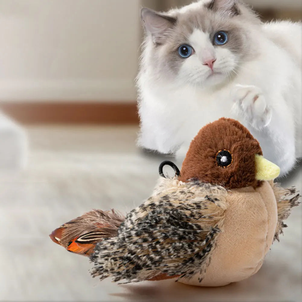 Interactive Cat Toys Flying Bird Cat Toy Flapping Wings Simulation Bird Plush Cats Pets Teasing Toys with Feather Cat Toys