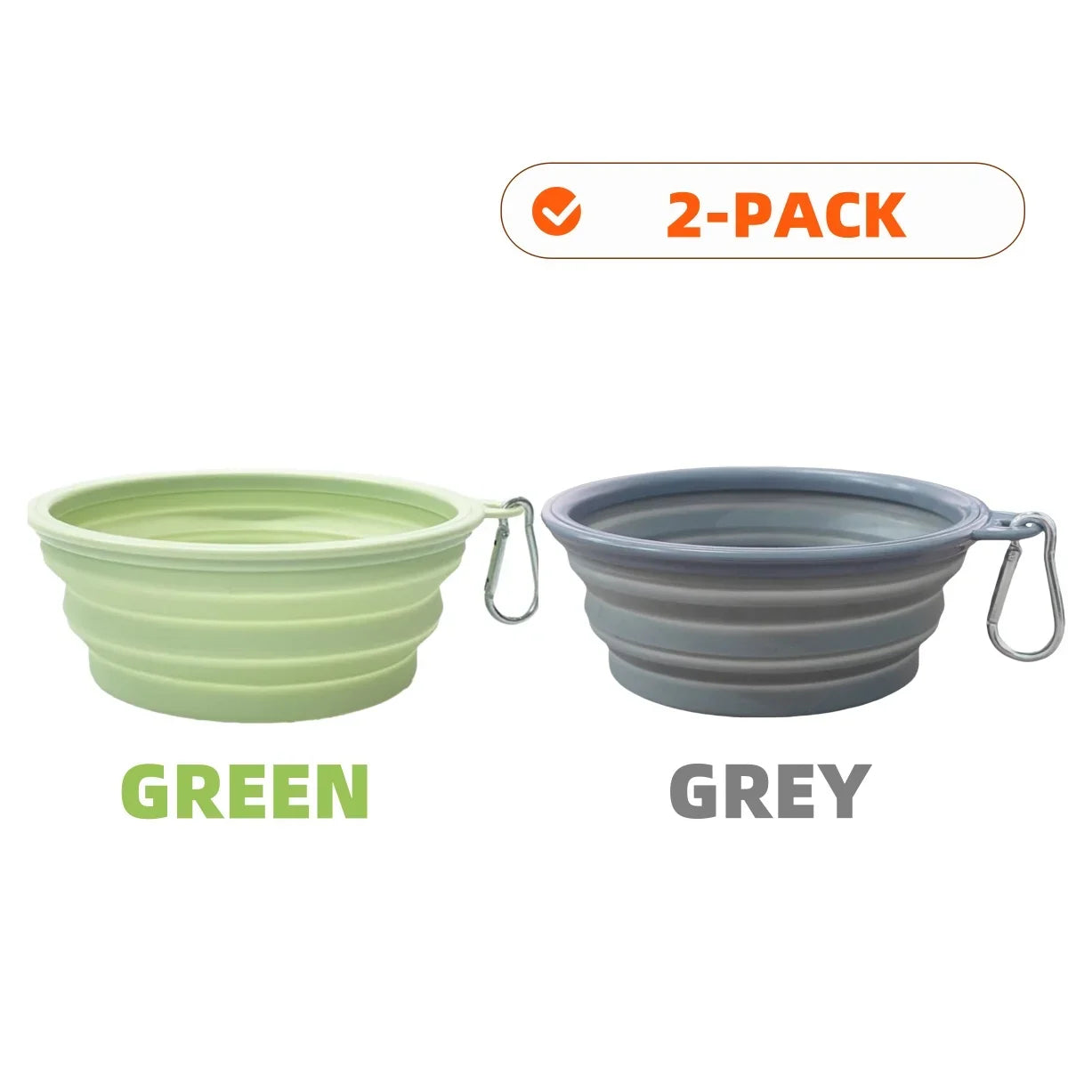 2pcs Collapsible Pet Silicone Dog Food Water Bowl Outdoor Camping Travel Portable Folding Supplies Dishes with Carabiner