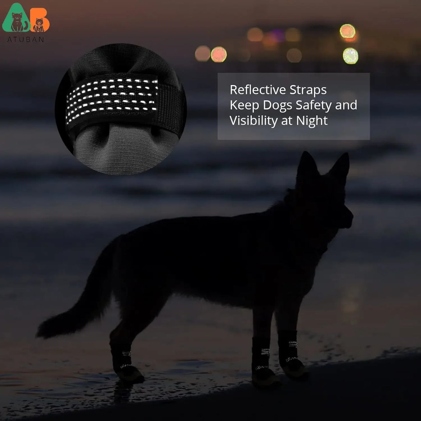 ATUBAN Dog Shoes for Hot Pavement Anti-Slip Dog Boots & Paw Protectors for Summer Rainy Day Dog Snow Boots Waterproof Dog Shoes