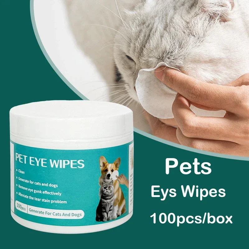 Care 100 Pieces of Wipes Tartar Eliminator Pet Grooming Wet Wipes Pet Eye Cleaner Tissue Cats Eyes. Removal Healths Hygiene Home