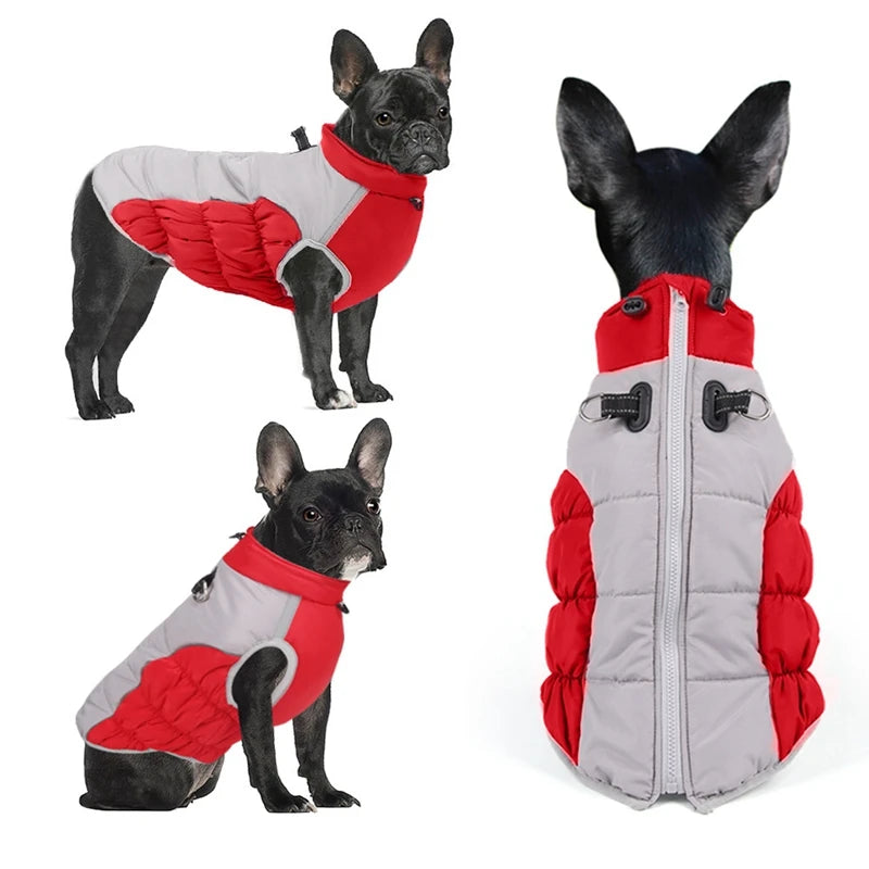 XL-6XL Zipper Dog Winter Warm Dog Coat Jacket Reflective Fleece Dog Cold Weather Vest with Leash D Rings for Medium Large Dogs