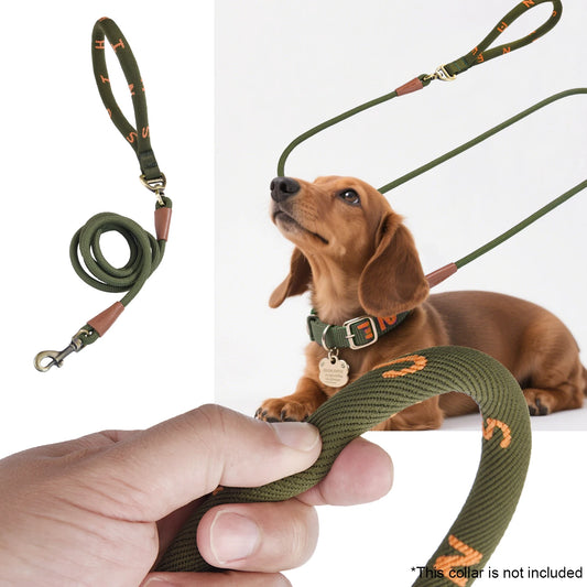 LL046--1Pc Polyamide pet dog leash, soft rope handle design, zinc alloy buckle and rotatable ring, 5 fit length pet dog leash.