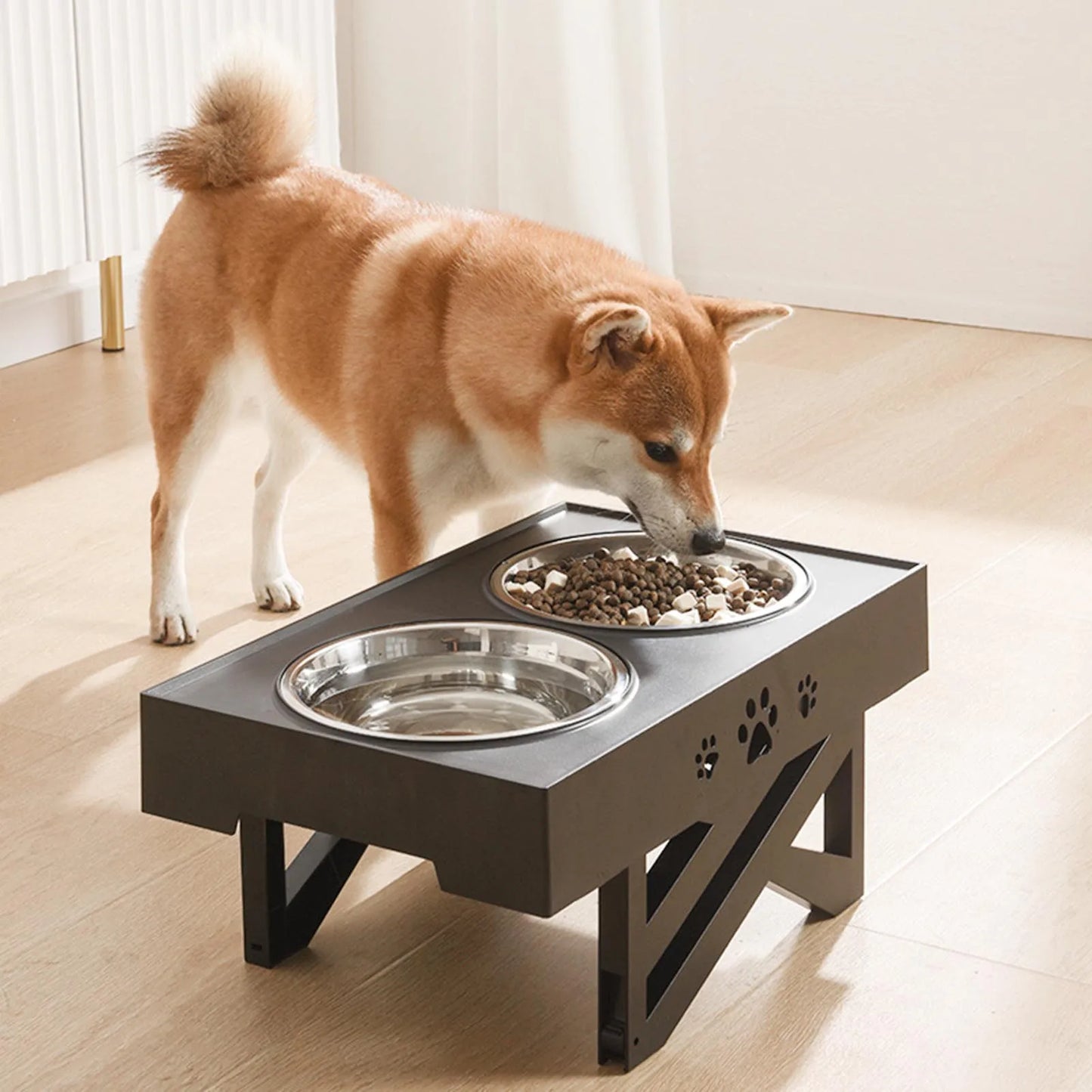 Stainless Steel Dog Bowls Stand Feeders Adjustable height Foldable Pet Feeder with Large Capacity for Small Medium Large Dogs