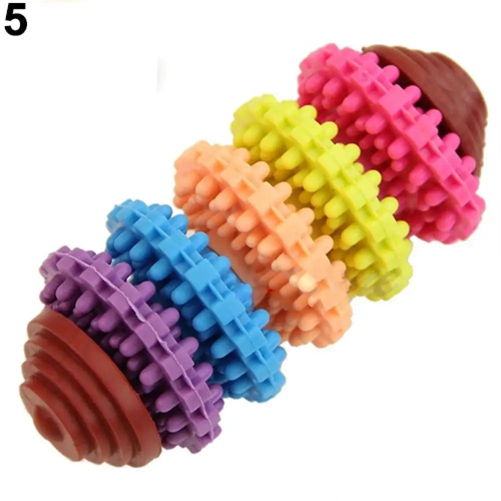 New Durable Rubber Pet Dog Puppy Cat Dental Teething Healthy Teeth Gums Chew Toy Rainbow Gear Teeth Cleaning Toy