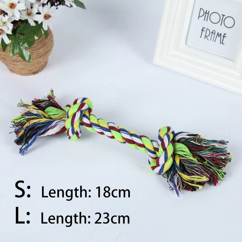 Random Color Pet Dog Toy Bite Rope Double Knot Cotton Rope Funny Cat Toy Bite Resistant and Sharp Teeth Pet Supplies Puppy Toys