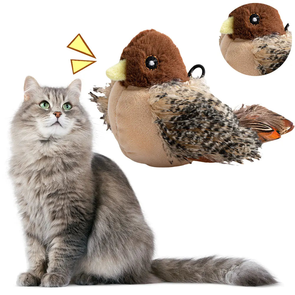 Interactive Cat Toys Flying Bird Cat Toy Flapping Wings Simulation Bird Plush Cats Pets Teasing Toys with Feather Cat Toys