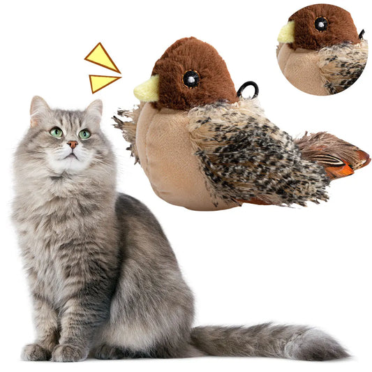 Interactive Cat Toys Flying Bird Cat Toy Flapping Wings Simulation Bird Plush Cats Pets Teasing Toys with Feather Cat Toys