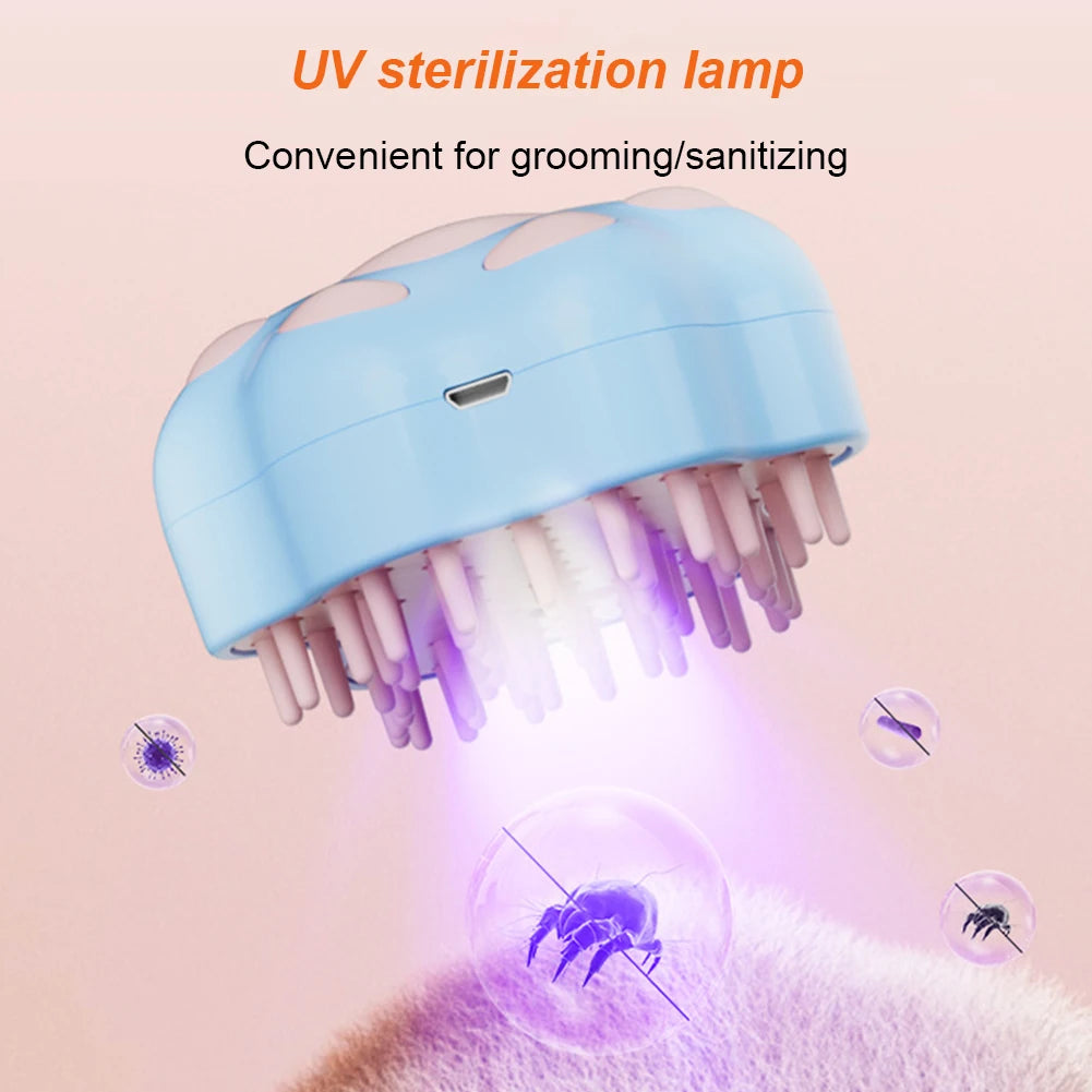 3 in 1 Steamy Pet Hair Brush Multifunction Steaming Grooming Brush Rechargeable Cat Mist Brush for Long/Short Hair Cats