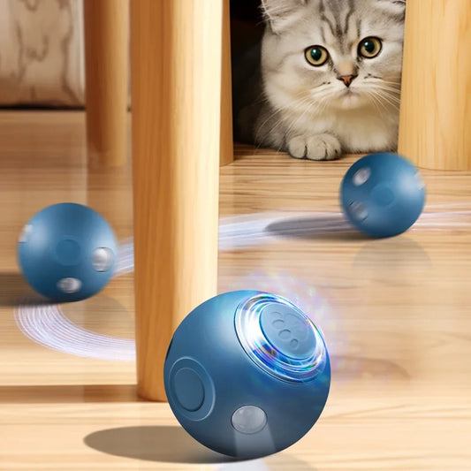 Smart Cat Toys Automatic Rolling Ball Electric Silicone Anti-Bite Anti-Fall Rotating Shine Interactive Pet Dog Toy