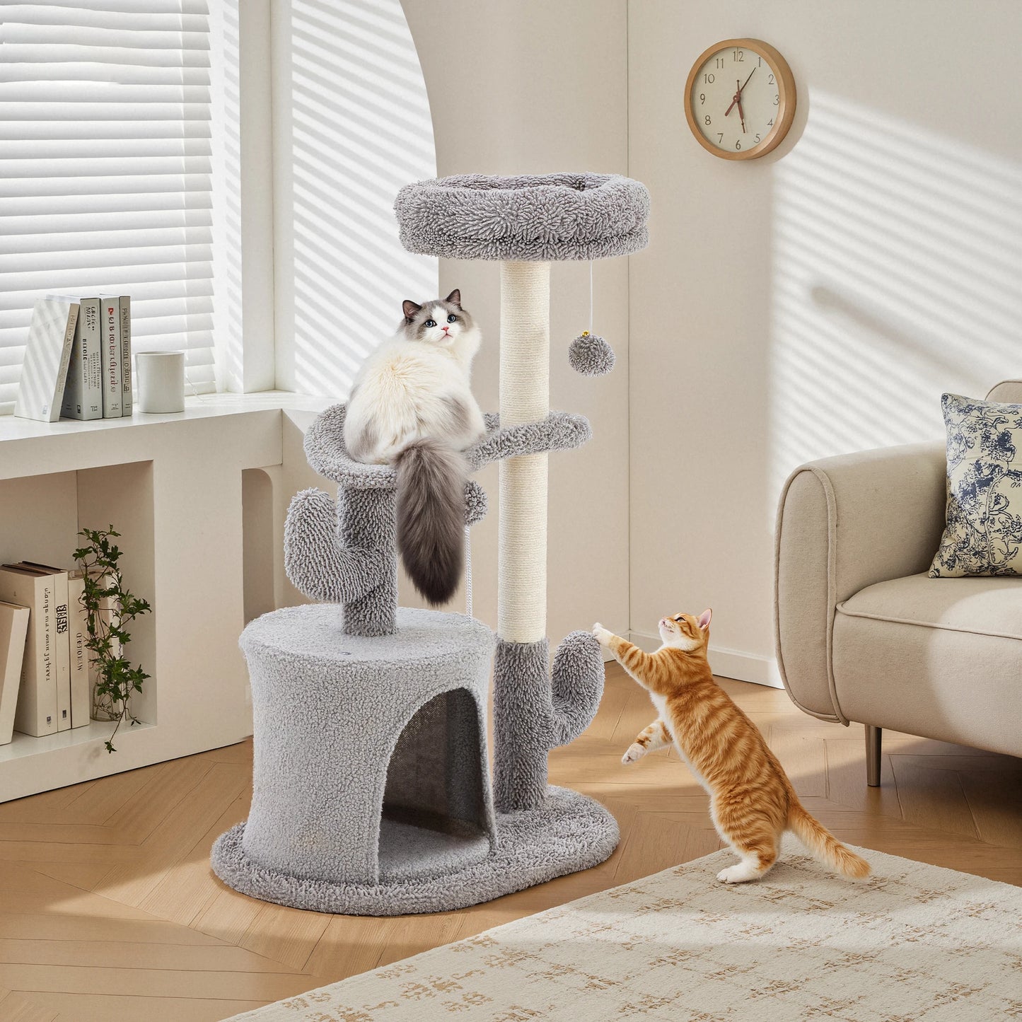 JHK 33IN Tall Multi-Level Cat Tree Tower for Indoor Pet Furniture Stable Kitty Play House with Sisal Scratching Post for Home