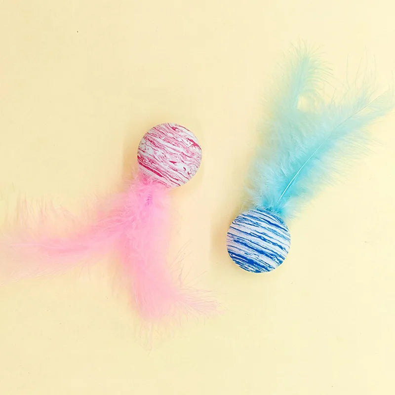 1/3Pcs Cat Toy Ball Feather EVA Material Light Foam Ball Throwing Toy Interactive Balls Crawling Training Pet Cat Supplies Gifts