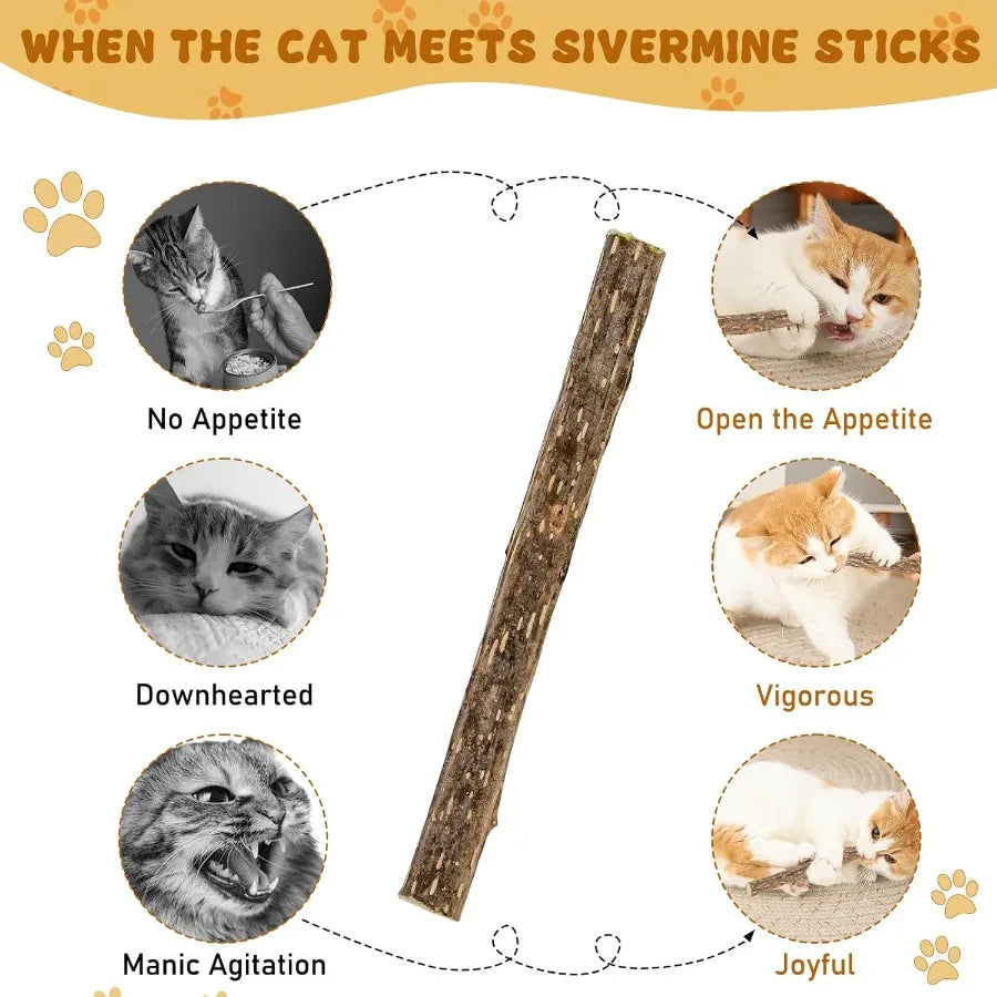 Silvervine Sticks for Cats tural Catnip Matatabi Chew Sticks Teeth Molar Chew Toys for Cat Kitten Kitty at Least 12 PCS