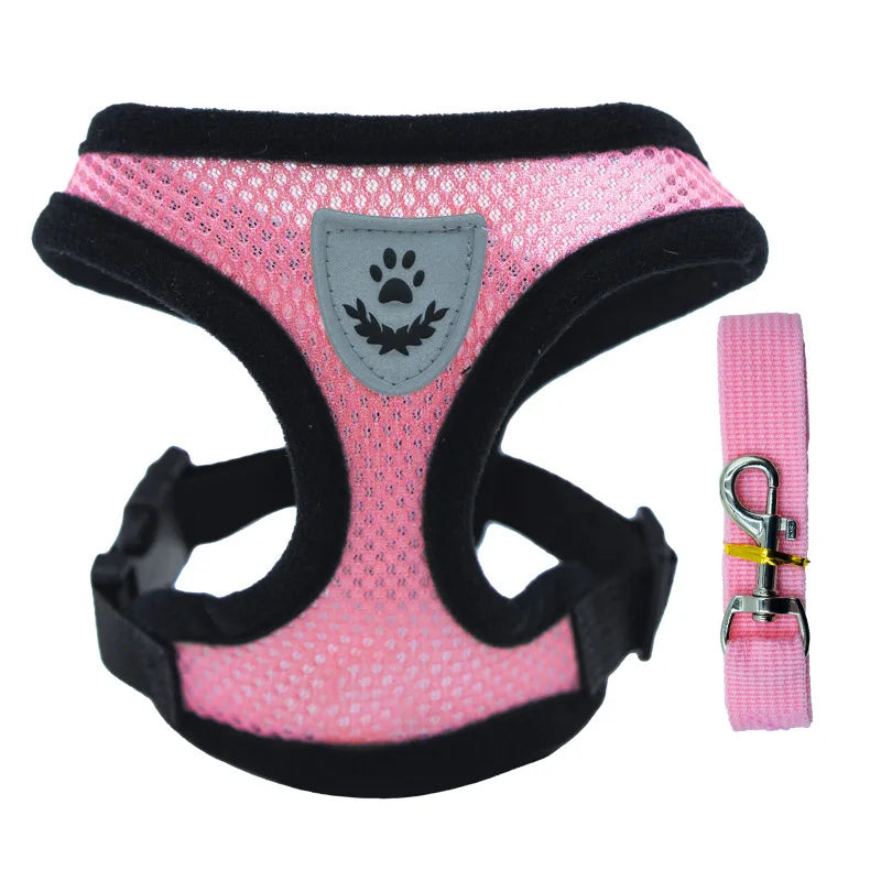 Puppy Harness Set Dog Accessories Adjustable Puppy and Cat Harness Vest French Bulldog Chihuahua Dog Collar Pet Leash Supplies