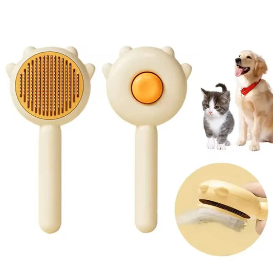 Factory Direct Sales  One-click Dog Hair Comb Non-slip Handle Cat Grooming Cleaning Hair Removal Pet Supplies