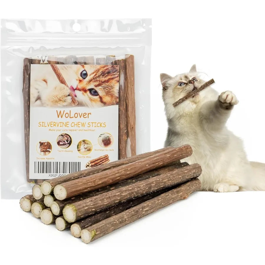 Silvervine Sticks for Cats tural Catnip Matatabi Chew Sticks Teeth Molar Chew Toys for Cat Kitten Kitty at Least 12 PCS