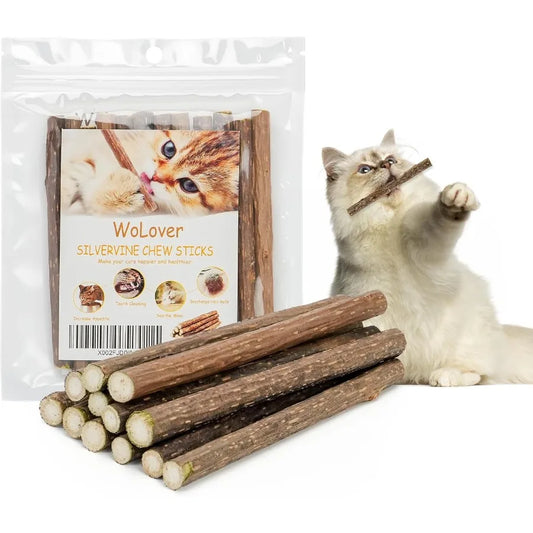 Silvervine Sticks for Cats tural Catnip Matatabi Chew Sticks Teeth Molar Chew Toys for Cat Kitten Kitty at Least 12 PCS